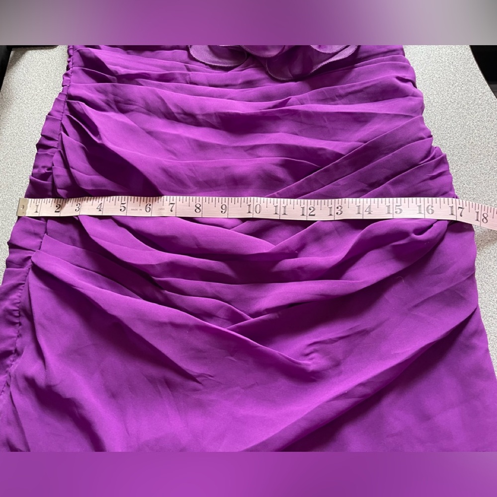 May Queen Vibrant Magenta One-Shoulder Ruffle Dress Size 8 - Picture 11 of 14